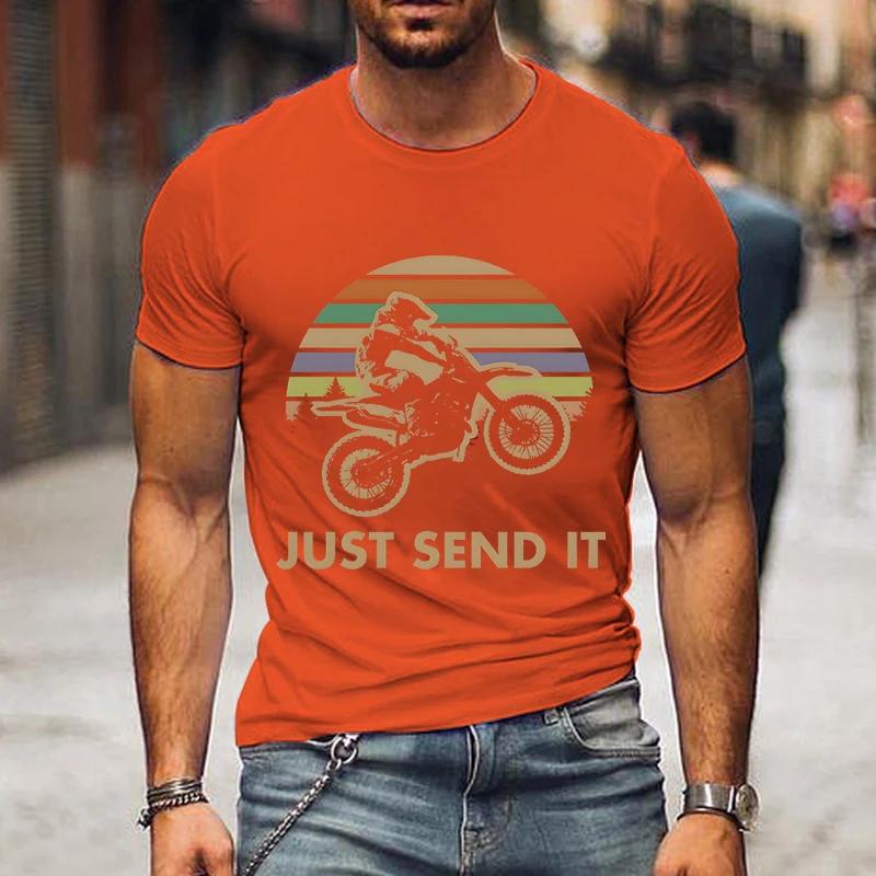 Just Send It Print Shirt Motorcycle Graphic Men Women T-shirts Vintage Style Motocross Gift Classic T Shirts Street Men Tshirt