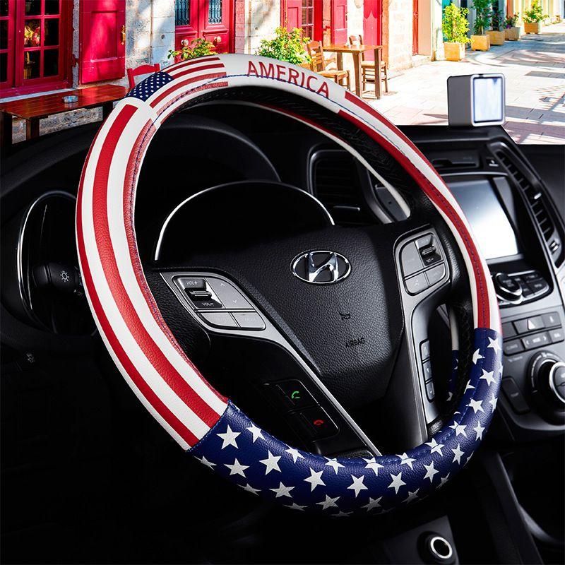 Cute Women s Summer Leather Printed Steering Wheel Cover Corolla D-Type Universal Cartoon Car Steering Wheel Cover for All Seasons Leather Steering Wheel Cover 1 Piece 38cm