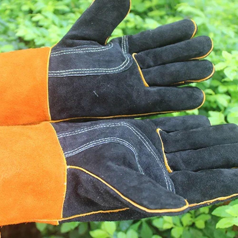 1 Pair Cowhide Leather Leather Welding  Gloves Labor Protection Welder Gloves  Welding Gauntlets