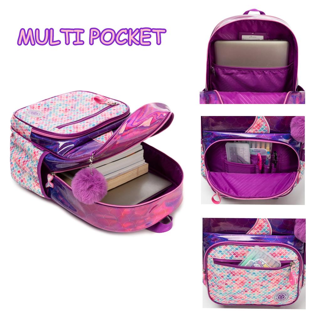 3PCS School Bag for Girls Cute Backpack Set with Insulated Lunch Bag Kids Bookbag for Elementary Back To School Gift Mochila