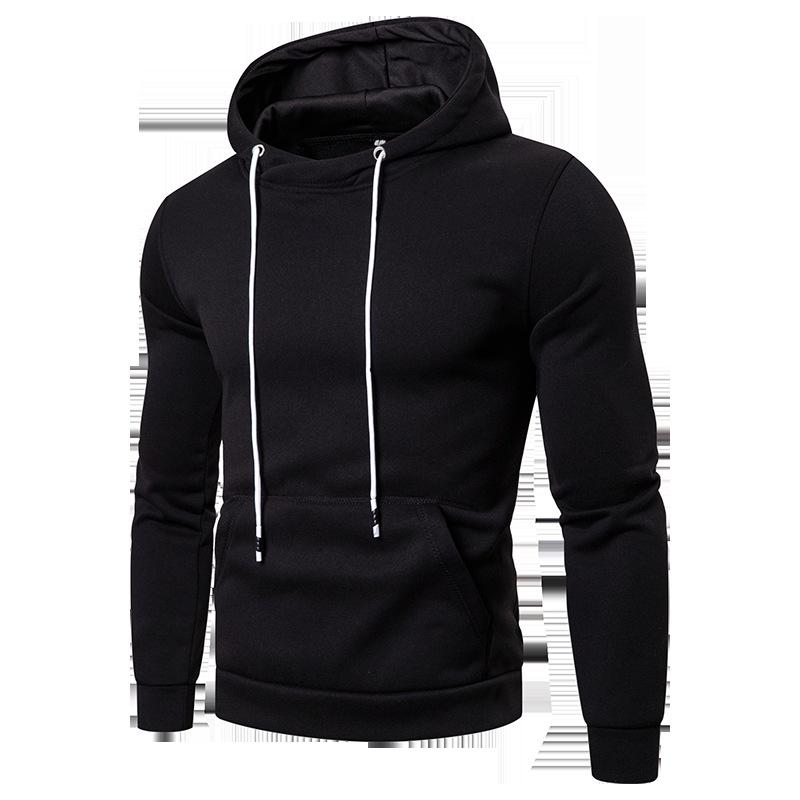 2025 Men's Trendy Solid Color Hooded Sweatshirt - Autumn/Winter Versatile Casual Pullover