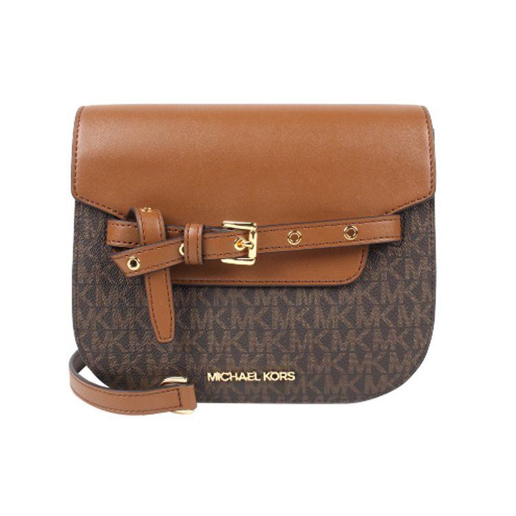

Michael Kors MK Emilia Commuter Fashion Design Classic Monogram Color Block Leather Saddle Bag Women Shoulder Bag Dark-Brown Brown 35S2GU5C1B-BROWN Basic Set (Bag+Dust Bag)