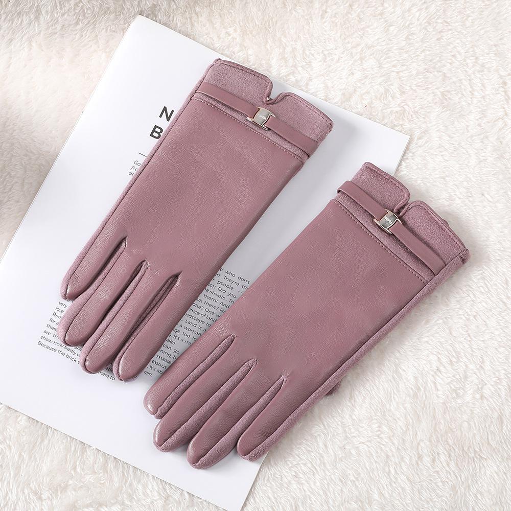 Women's Winter Touchscreen Gloves: Warm, Velvet-Lined, PU Leather, Windproof and Cute for Outdoor Driving & Cycling