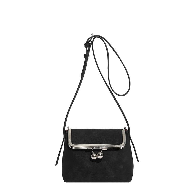 Сумка с замком-защелкой и узором  личи , Модная женская сумка через плечо, повседневная, Универсальная и легко сочетаемая чёрный