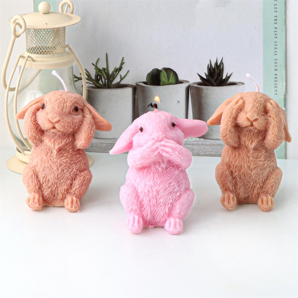 New Easter Rabbit Silicone Candle Mold DIY Bunny Gypsum Soap Mold Animal Resin Making Crafts Casting Molds Party Gift