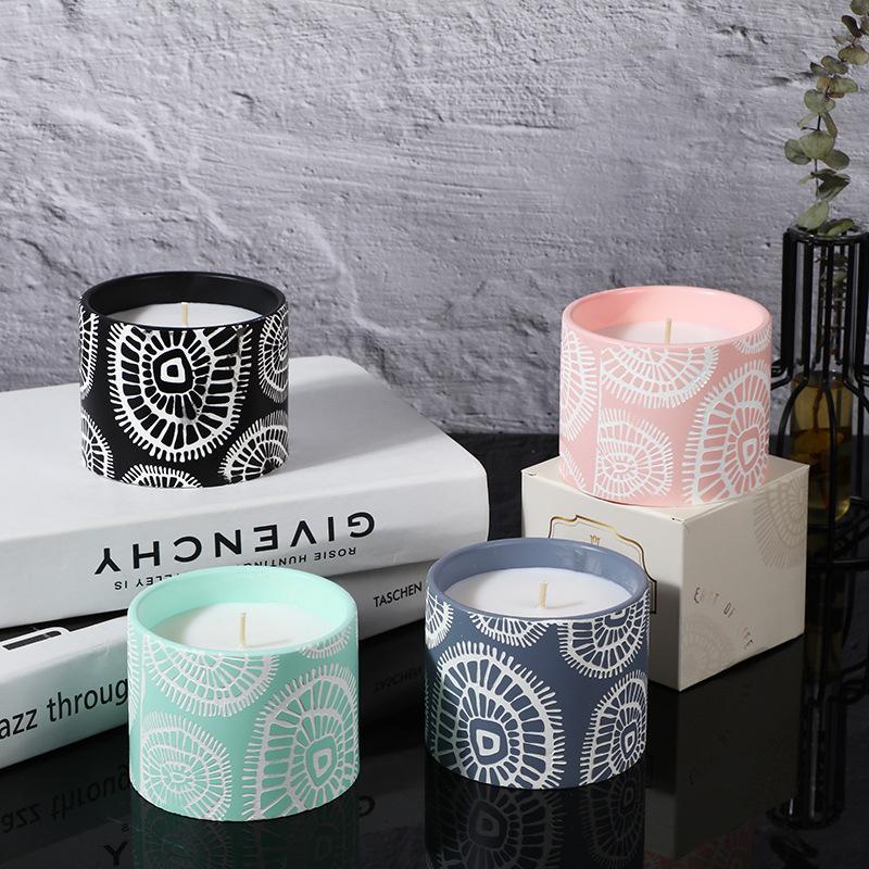 Nordic Creative Colored Plaster Relief Cup Scented Candle Souvenir Indoor Scented Candle