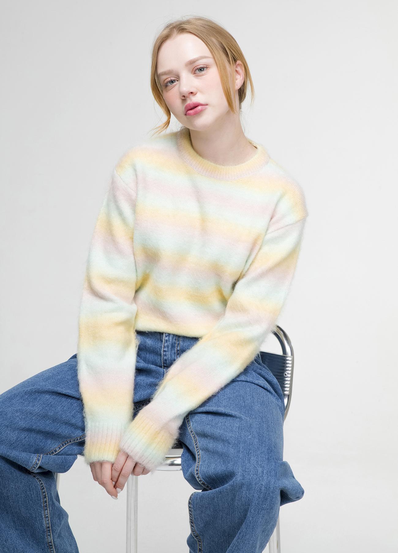 Nowhere Yellow Gradient Men S And Women S Round Knit F (Women S Free)