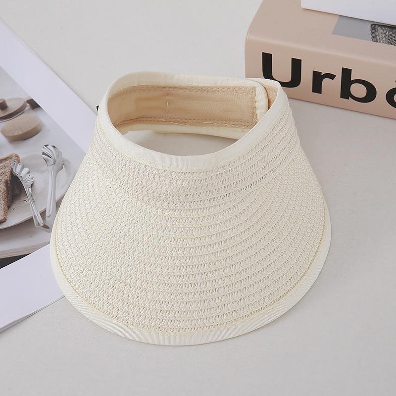 Children'S Summer Sunscreen Empty Top Straw Hat Breathable Sun Hat Boys And Girls Big Brim Straw Hat Fashionable Versatile Model