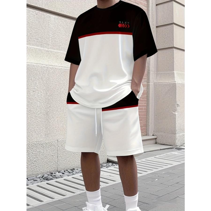 2026 New Men's Athletic Set Los Angeles Print Short-Sleeve T-Shirt Casual Athletic Set Streetwear Shorts Two-Piece Men's Set