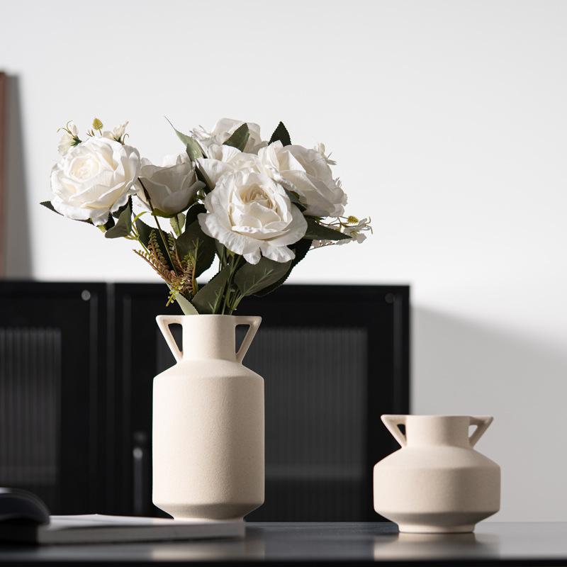 Simple Ceramic Vase Home Desktop Flower Arrangement European Elegant Decorative Ornament Crafts
