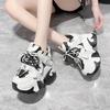 Fashion 10.5CM Women Casual Leather Sneaker Autumn Lace Up High Platform Shoes Thick Sole Sport Dad Shoes Woman Sneakers Chaussure Femme