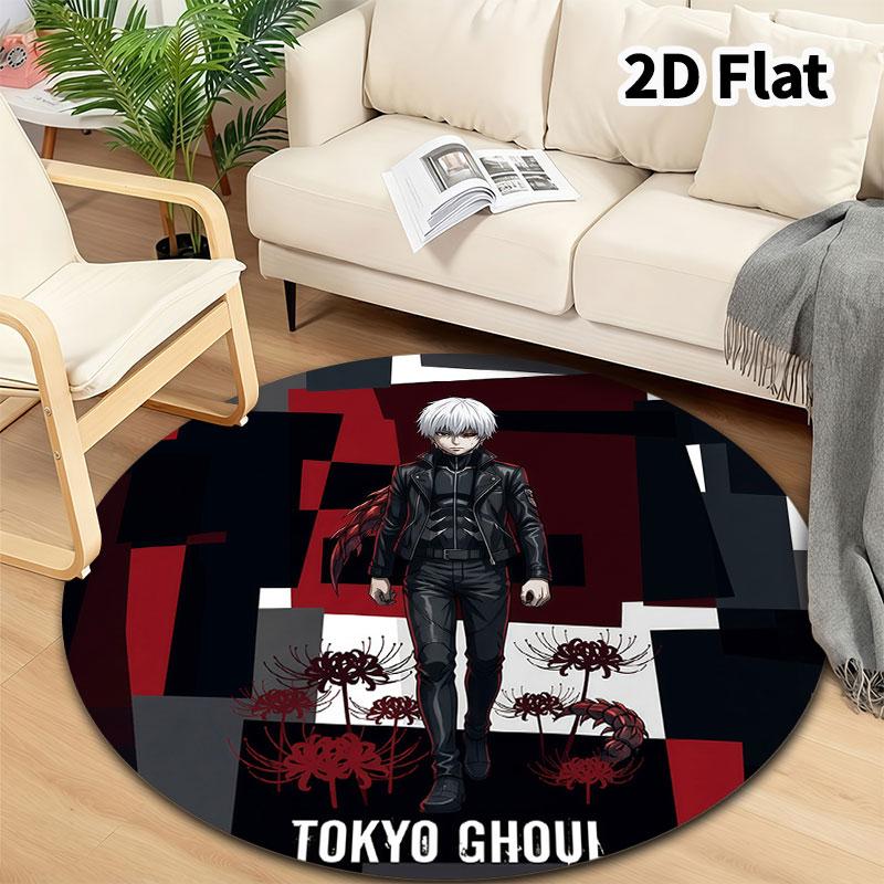 Tokyo Ghoul Runder Teppich Teppich für Wohnzimmer Schlafzimmer Sofa Spielzimmer Dekor Rutschfeste Bodenmatte