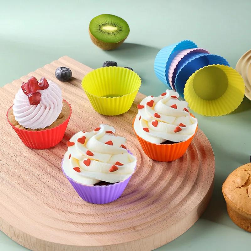 6/12PCS Silicone Muffin Molds Cup Cake Mold Round Cake DIY Baking Molds High Temperature Resistance Kitchen Baking Accessories