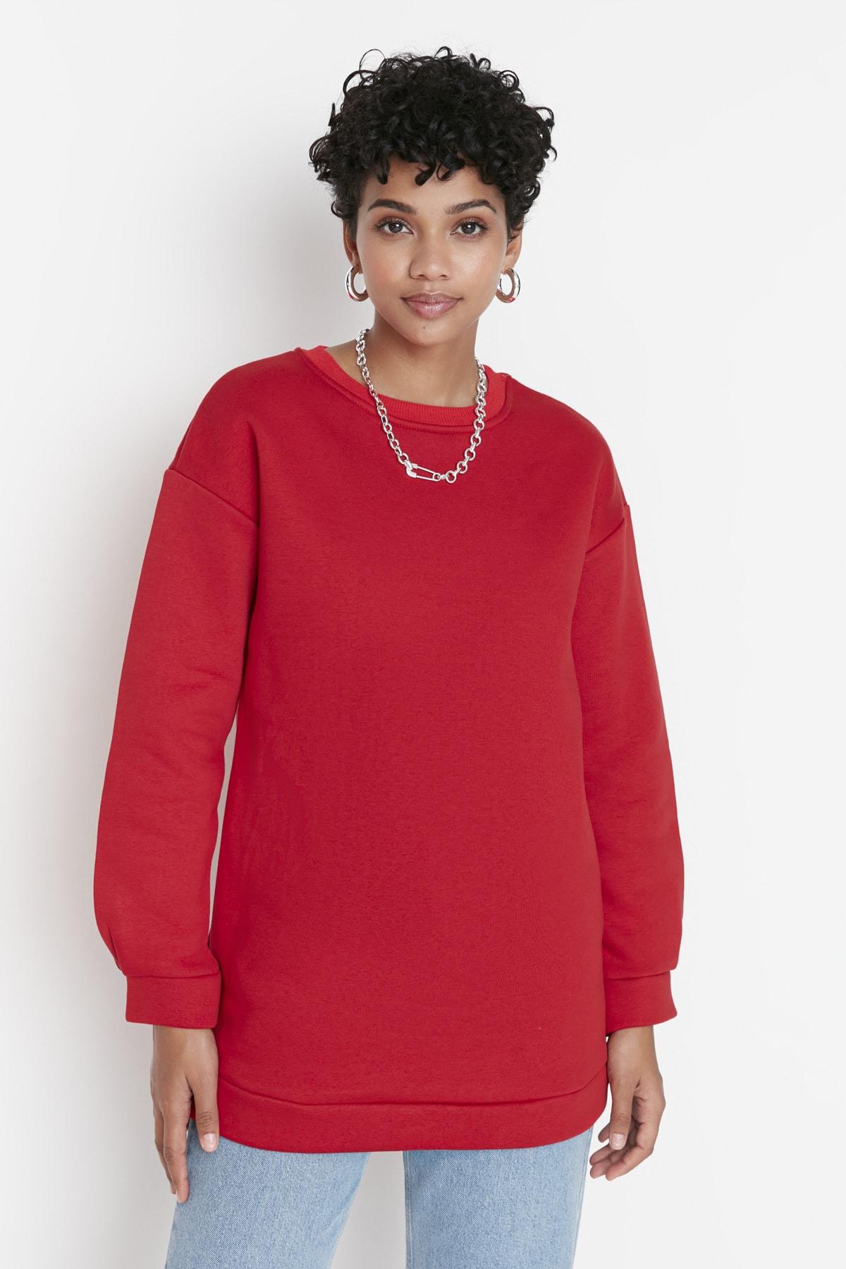 

Зеленый вязаный свитшот с круглым вырезом и подушками TCTAW23TW00012..