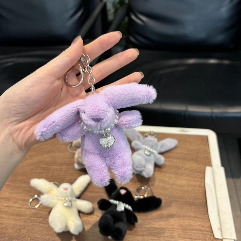 Lovely Plush Rabbit Charm Keychains Sweet Pendant Car Keyring Backpack Decoration Fashion Jewelry for Women Girls