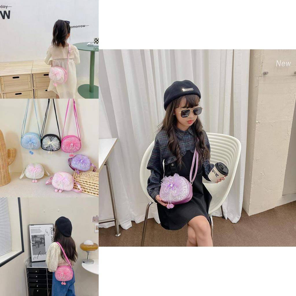 Adorable Ins Children's Bag Fashionable Cute Bow Sequin Little Round Bag For Kids