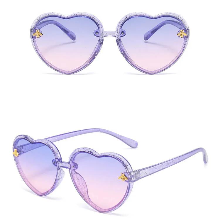 Fashion Love Heart Kids Sunglasses New Children Cute Pink Cartoon Bee Outdoor Protection Sun Glasses Girls Baby Gradient Eyewear