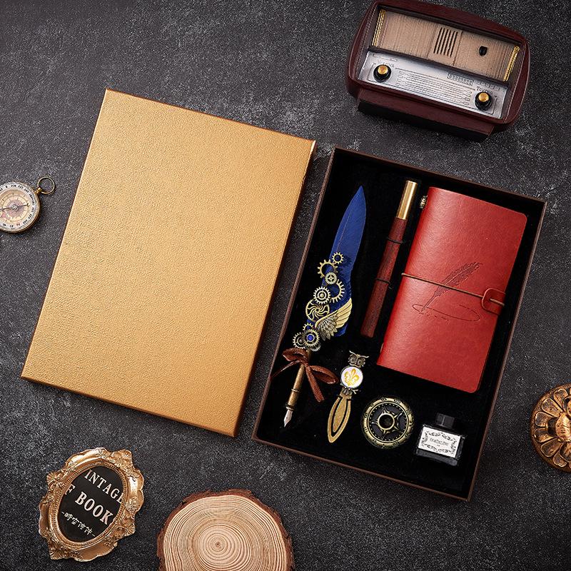 Set stilou Duker: Pană elegantă europeană retro pentru caligrafie cu ceară de sigiliu, perfectă pentru exersarea caligrafiei și prezentare în cutie cadou.