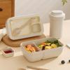 Microwave-Safe Bento Box Adults - Dual Compartment PP Lunch Container Leakproof Rectangular Wheat Color Office School Use