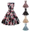 Women Party   Print Color Sleeveless Retro Dress Sleeve Grenadine Dress