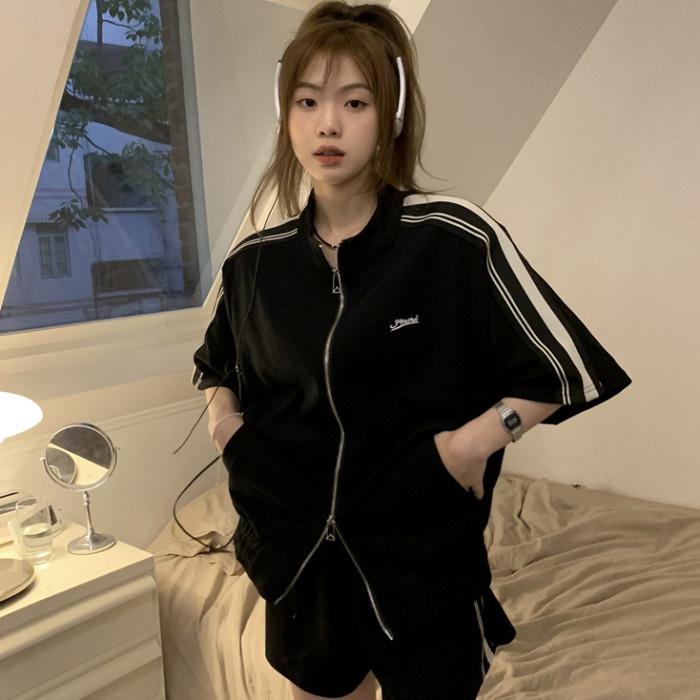 Women's 2024 Summer Striped Cardigan & Shorts Set - Fashionably Casual & Slimming