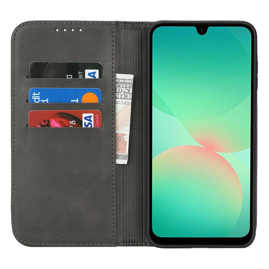 For Samsung Galaxy A26 5G Case PU Leather Calf Textured Magnetic Closing Smart Phone Cover