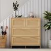 Hochwertiger Rattan-Schrank mit 4 Schubladen und Griffen aus Massivholz - Geeignet für Schlafzimmer, Wohnzimmer, Esszimmer, Flur - Maße: B80/H80/T38 cm