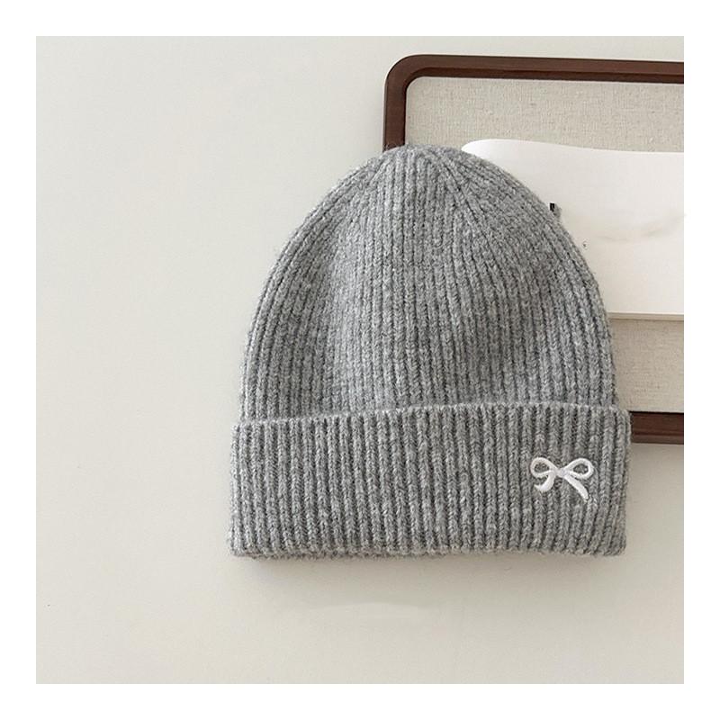 1 Piece Sweet Bow Kids Girl Beanie Fashion Embroidery Bow Crochet Bonnet Childen Cute Autumn Winter Thicken Knitted Hat