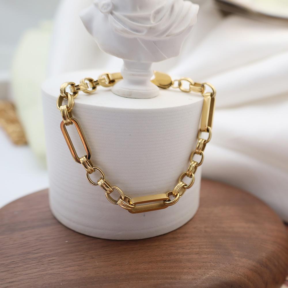 Vacuum Electroplating Splicing Cross Buckle Bracelet Niche Light Luxury 18K Stainless Steel Jewelry Women'S Jewelry