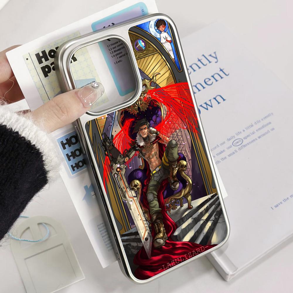 B-border-lands Hot Game Poster Pattern Phone Case for iPhone 16 15 14 13 12 11 Pro Max Sheepskin Silver-edged Protective Case