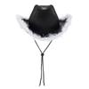 Furry Trim Jazz Hat Solid Color Top Hat Classic Cowgirl Hat  Ladies