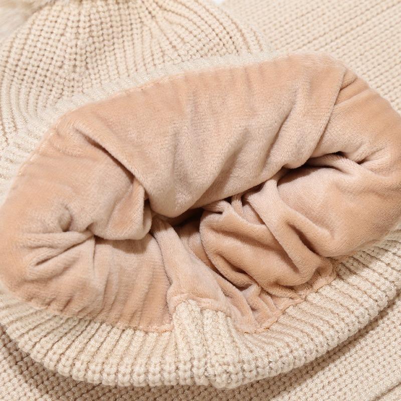 Autumn and Winter New Women's Knitted Hat Scarf Gloves Three-piece Outdoor Thickened Warm Hairball Wool Hat Set