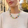 Gold Beads Colorful Resin Beads Necklace Acrylic Neck Accessory Ethnic Style Chain Necklace  Party