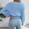 Women's Fashion Casual Knitted Sweater Top With Twisted Cable Pattern, Lanterned Sleeves, And Waist-Cinching Design For Fall And Winter