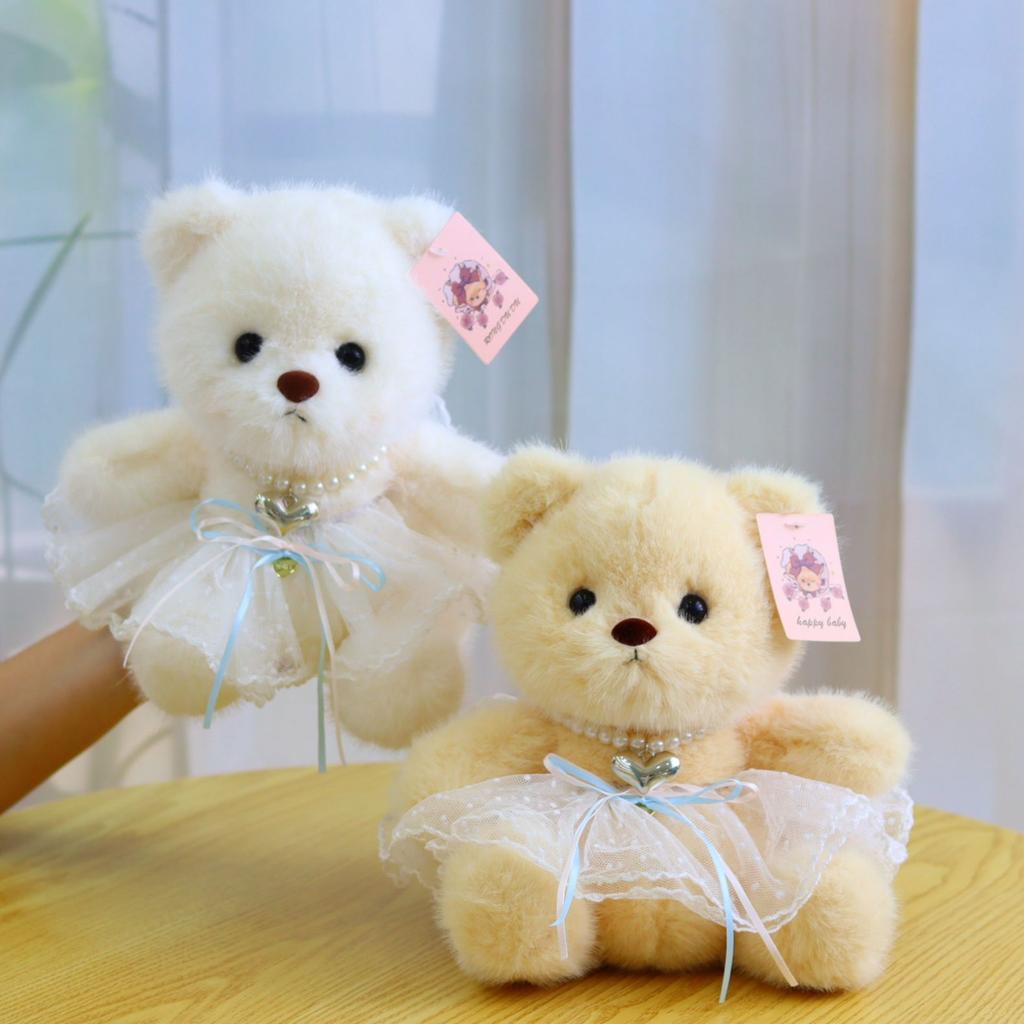New bear doll eight-inch grab machine doll cute hug bear doll wearing skirt teddy bear plush toy gift