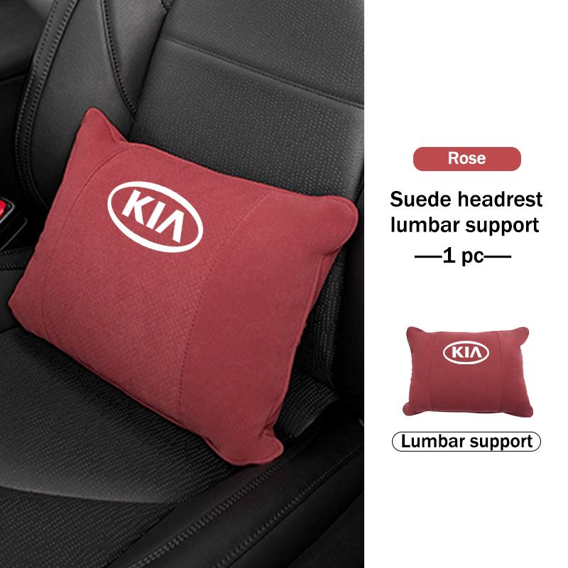 BBEI1 Car Styling Soft Suede Headrest Neck Support Seat Breathable Waist Pad Pillow Mat For KIA Cerato Proceed Venga Stonic Picanto