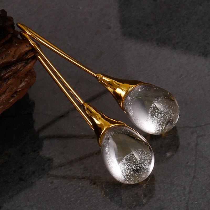 Trendy Women Earrings 8 Colors Delicate Gold Color Inlay Natural Stone Hook Dangle Earrings for Women Wedding Engagement Jewelry