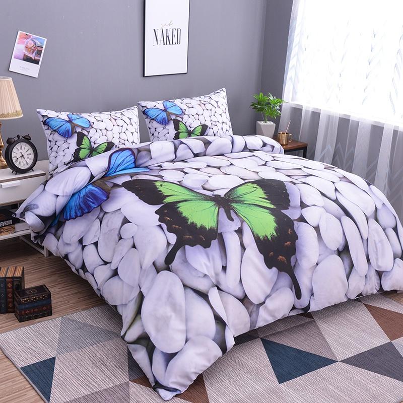 

WTEMPO 3D комплекты постельного белья с бабочками, летние каникулы, стиль, дизайн булыжника, пододеяльник, наволочка, 2/3P US Twin разноцветный