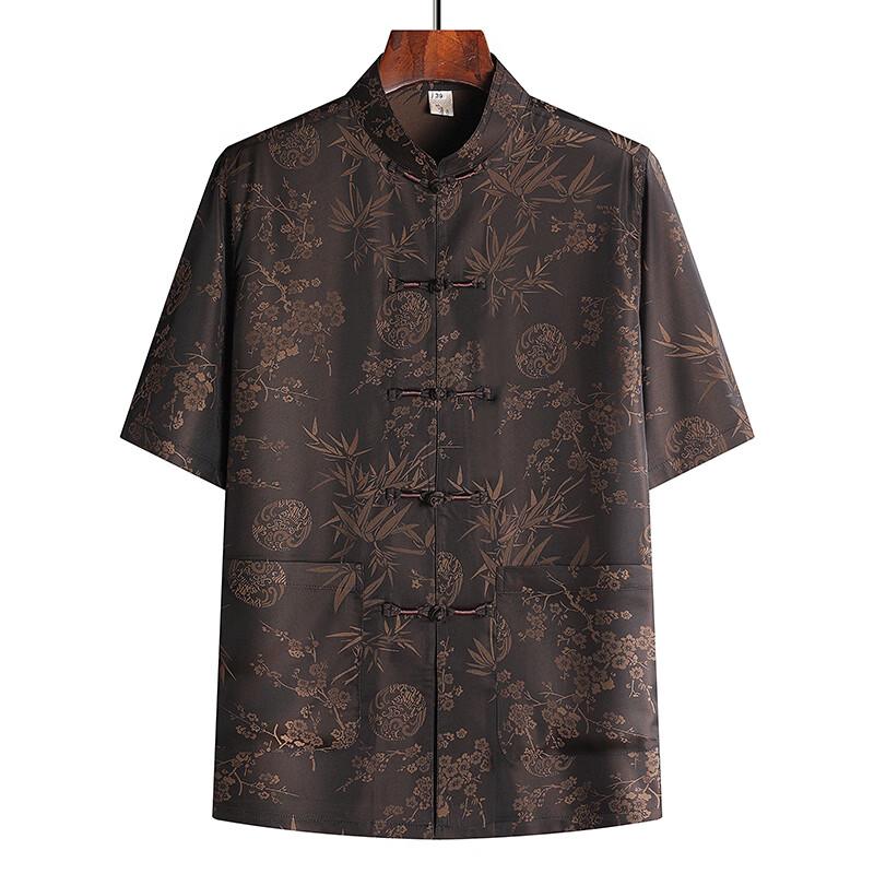 Elderly Men's Ice Silk Short Sleeve Tang Suit