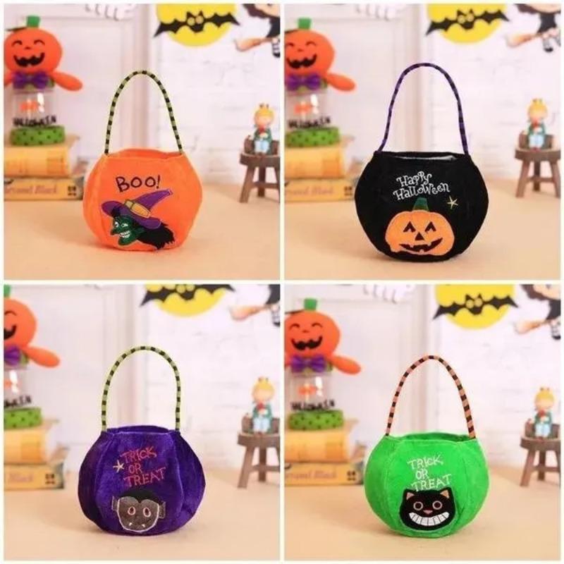 Bolsa de abóbora portátil de Halloween, doces ou travessuras, bolsa de doces para crianças, presente de feliz dia das bruxas, mochila de abóbora, bolsa de ombro