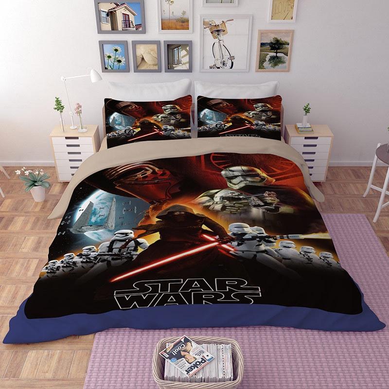 Star Wars Print Film Duvet Comforter Quilt Cover Bedding Set With Matching Pillowcases For Elegant Childrens Room Decor