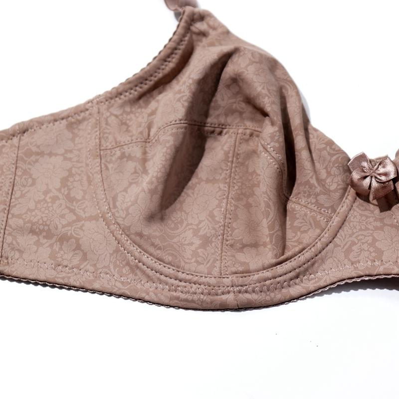 Women French Popular Sexy Bras Full Cup Bow Thin Uplift Bra Print Daily with Wire 3 Hooks Comfortable Lingerie