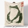 Japanese Matsumoto Hoji Ukiyo-e Frog Flannel Blanket Warm Soft Comforter Vintage Frog Throw Blankets Bedroom Room Decor
