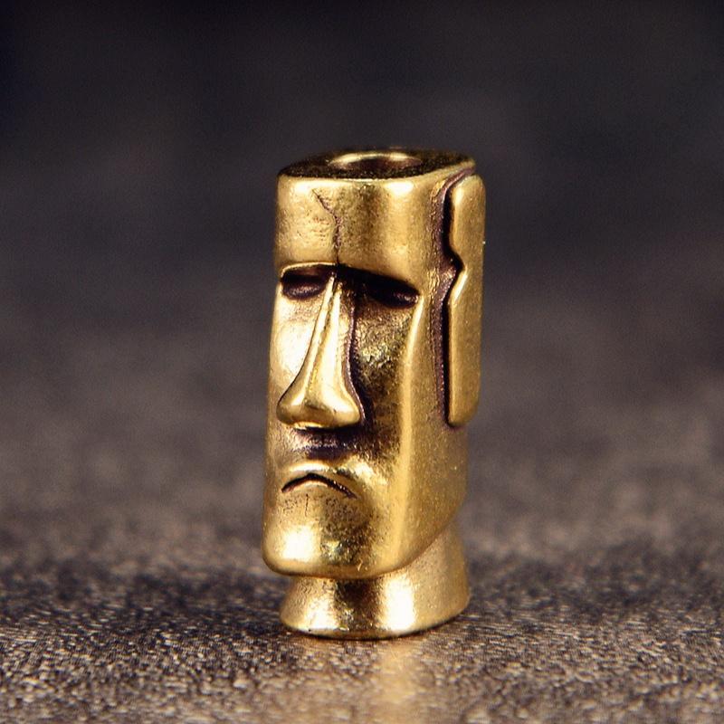 

Остров Пасхи Моаи Каменная статуя Сторож Нож Бусины Латунный Плетеный Шнурок Подвески Открытый EDC Брелок DIY Аксессуары brasse