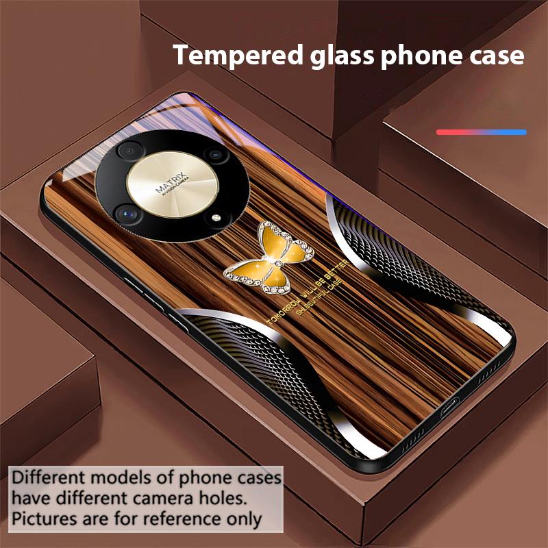 Wood Grain Snake For Honor Magic 6 50 70 90 Lite X7b 200 Pro Nova 10 Nova 5T X6 P30 Pura 70 Ultra Tempered Glass Phone Case