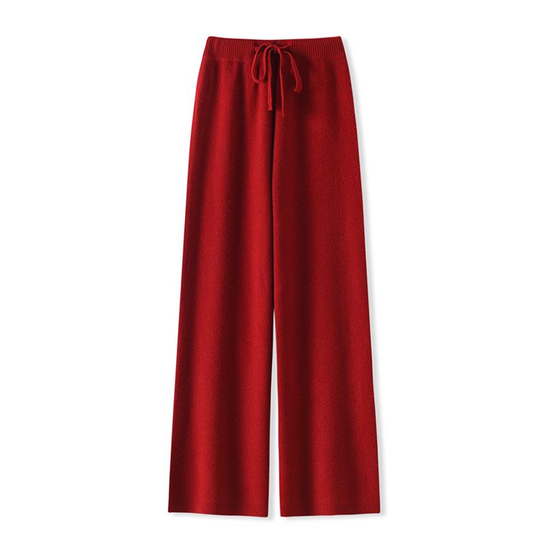 

Women s High-Waist Wool Wide-Leg Pants: Autumn/Winter, Thick & Warm, Casual, Long, Knitted, Straight-Leg. 3XL for 170-175cm