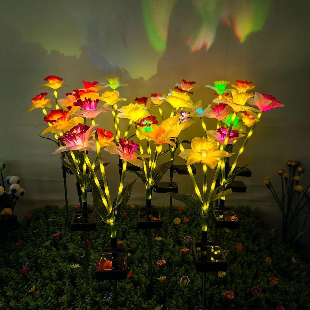 Waterproof Design Solar Garden Lights Solar Powered Stake Lights Solar Powered Lights Narcissus Artificial Plants