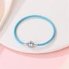 Bracelet 925 Silver Charm Bracelet 17-20CM Shell Blue Leather Rope Bracelet For Women DIY Charm Jewelry Gifts