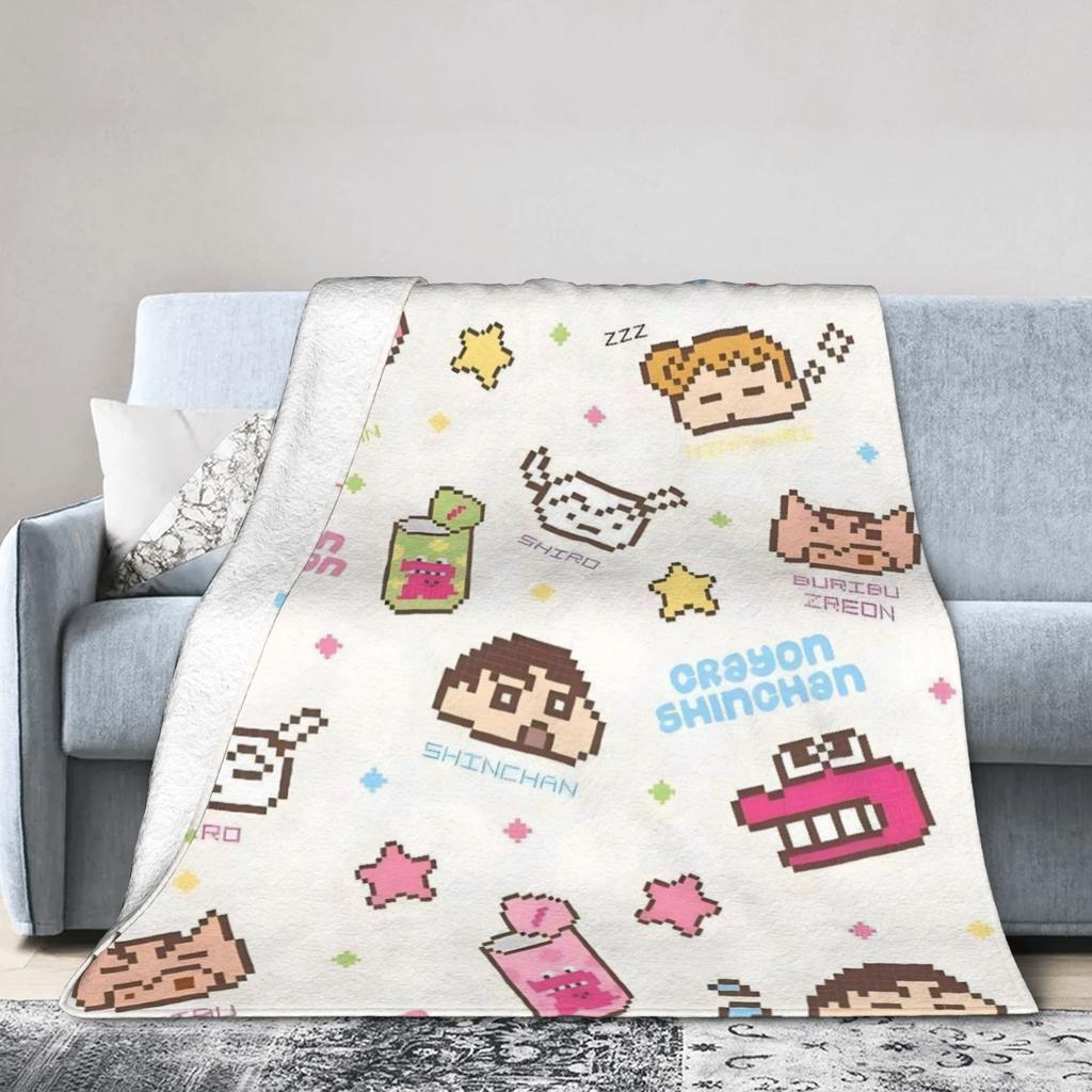 Crayons Shin Chans Anime Blankets Flannel All Season Multifunction Lightweight Thin Throw Blankets for Bedding Travel Rug Piece