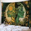 VIKAMA Sun Moon Goddess Tapestry Bohemian Green Flower Style Wall Tapestry Bedroom Living Room Aesthetics Home Decoration